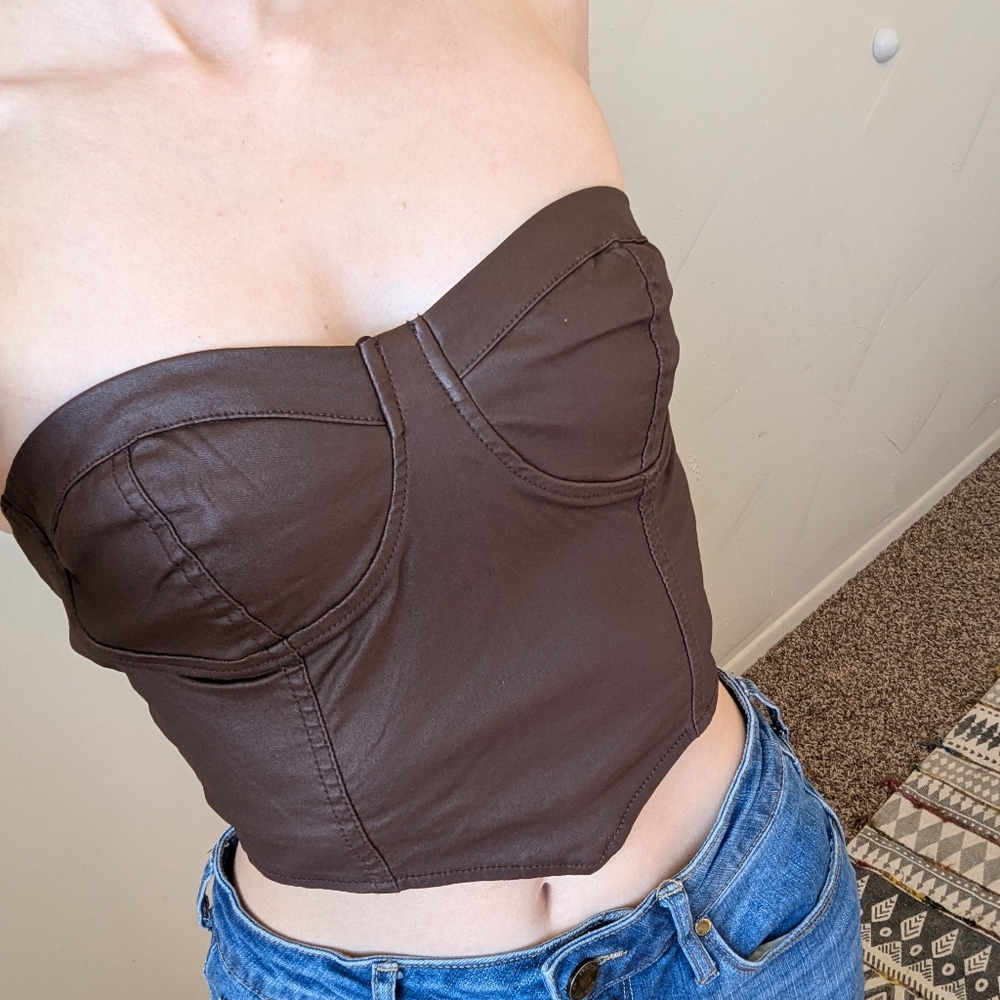 Forever 21 Strapless Faux Leather Top